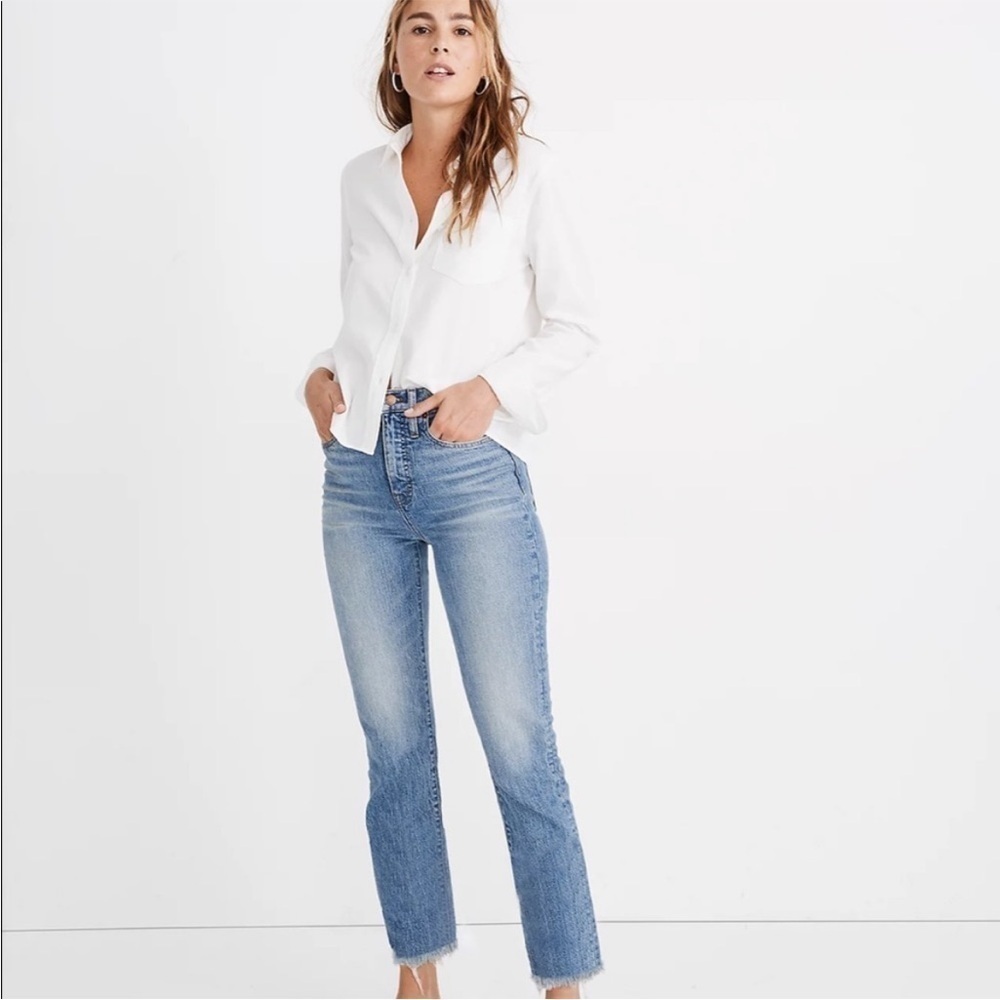 Madewell The Perfect Vintage Jean in Coffey Wash Size 25P Minimalist Raw Hem Mom